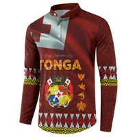 Tonga Independence Day Button Sweatshirt National Flag and Emblem with Ngatu Art Pattern