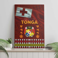 Tonga Independence Day Canvas Wall Art National Flag and Emblem with Ngatu Art Pattern