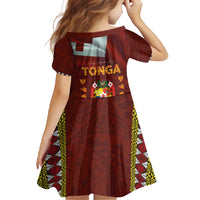 Tonga Independence Day Family Matching Long Sleeve Bodycon Dress and Hawaiian Shirt National Flag and Emblem with Ngatu Art Pattern