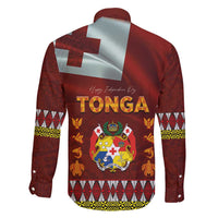 Tonga Independence Day Family Matching Mermaid Dress and Hawaiian Shirt National Flag and Emblem with Ngatu Art Pattern