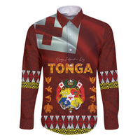Tonga Independence Day Family Matching Off The Shoulder Long Sleeve Dress and Hawaiian Shirt National Flag and Emblem with Ngatu Art Pattern