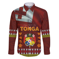 Tonga Independence Day Family Matching Tank Maxi Dress and Hawaiian Shirt National Flag and Emblem with Ngatu Art Pattern