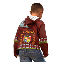 Tonga Independence Day Kid Hoodie National Flag and Emblem with Ngatu Art Pattern