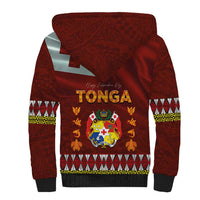 Tonga Independence Day Sherpa Hoodie National Flag and Emblem with Ngatu Art Pattern