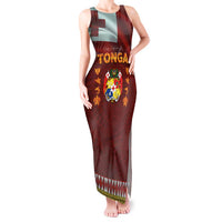 Tonga Independence Day Tank Maxi Dress National Flag and Emblem with Ngatu Art Pattern LT03 Women Red - Polynesian Pride