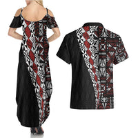 Tonga Ngatu Art Tattoo Polynesian Couples Matching Summer Maxi Dress and Hawaiian Shirt