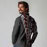 Tonga Ngatu Art Tattoo Polynesian Long Sleeve Polo Shirt