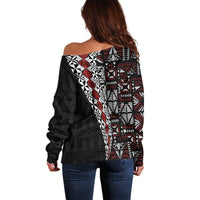 Tonga Ngatu Art Tattoo Polynesian Off Shoulder Sweater