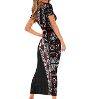 Tonga Ngatu Art Tattoo Polynesian Short Sleeve Bodycon Dress LT03 - Polynesian Pride