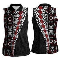 Tonga Ngatu Art Tattoo Polynesian Women Sleeveless Polo Shirt