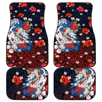 Hawaiian and Japanese Together Car Mats Hibiscus and Koi Fish Polynesian Pattern Colorful Style