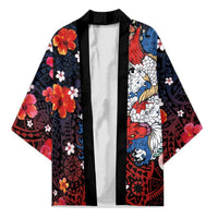 Hawaiian and Japanese Together Kimono Hibiscus and Koi Fish Polynesian Pattern Colorful Style - Polynesian Pride