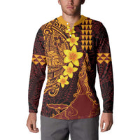 Hawaii Volcano Button Sweatshirt Polynesian and Kakau Pattern