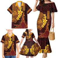 Hawaii Volcano Family Matching Mermaid Dress and Hawaiian Shirt Polynesian and Kakau Pattern