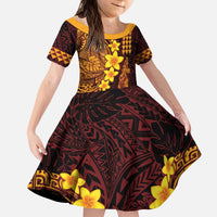 Hawaii Volcano Kid Short Sleeve Dress Polynesian and Kakau Pattern