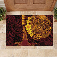 Hawaii Volcano Rubber Doormat Polynesian and Kakau Pattern
