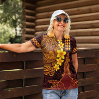 Hawaii Volcano Women Polo Shirt Polynesian and Kakau Pattern