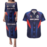 Custom Rugby Samoa Couples Matching Puletasi and Hawaiian Shirt Siva Tau Spirit Sporty Vibes - Polynesian Pride