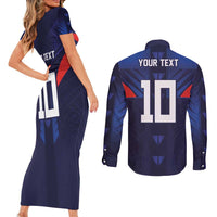 Custom Rugby Samoa Couples Matching Short Sleeve Bodycon Dress and Long Sleeve Button Shirt Siva Tau Spirit Sporty Vibes - Polynesian Pride