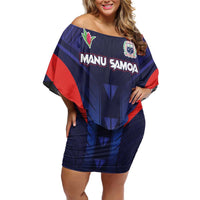 Custom Rugby Samoa Off Shoulder Short Dress Siva Tau Spirit Sporty Vibes - Polynesian Pride