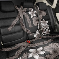Hawaiian Tropical Flowers and Maile Pikake Back Car Seat Cover Polynesian Tribal Pattern Grayscale Mode