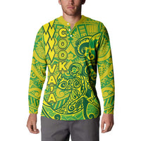 Cook Islands Va'a Polynesian Art Tattoo Button Sweatshirt National Color LT03 - Polynesian Pride