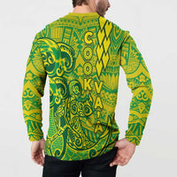 Cook Islands Va'a Polynesian Art Tattoo Button Sweatshirt National Color LT03 - Polynesian Pride