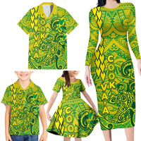 Cook Islands Va'a Polynesian Art Tattoo Family Matching Long Sleeve Bodycon Dress and Hawaiian Shirt National Color LT03 - Polynesian Pride