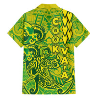 Cook Islands Vaa Polynesian Art Tattoo Family Matching Off The Shoulder Long Sleeve Dress and Hawaiian Shirt National Color