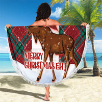Canadian Christmas - Moose and Maple Retro Style Beach Blanket