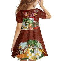 Hawaii Honu Mele Kalikimaka Family Matching Off Shoulder Maxi Dress and Hawaiian Shirt Santa Tropical Flower Aloha Summer Red Version LT03 - Polynesian Pride