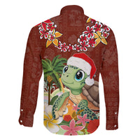Hawaii Honu Mele Kalikimaka Family Matching Short Sleeve Bodycon Dress and Hawaiian Shirt Santa Tropical Flower Aloha Summer Red Version LT03 - Polynesian Pride
