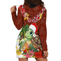 Hawaii Honu Mele Kalikimaka Hoodie Dress Santa Tropical Flower Aloha Summer Red Version LT03 - Polynesian Pride