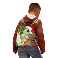 Hawaii Honu Mele Kalikimaka Kid Hoodie Santa Tropical Flower Aloha Summer Red Version LT03 - Polynesian Pride