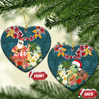 Hawaii Honu Mele Kalikimaka Ceramic Ornament Santa Tropical Flower Aloha Summer Turquoise Version LT03 Heart Turquoise - Polynesian Pride