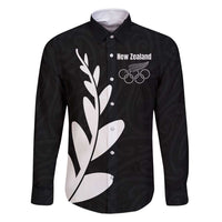 Personalised New Zealand Canoeing Special Jersey Family Matching Mermaid Dress and Hawaiian Shirt LT03 Dad's Shirt - Long Sleeve Black - Polynesian Pride