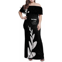 Personalised New Zealand Canoeing Special Jersey Family Matching Off Shoulder Maxi Dress and Hawaiian Shirt