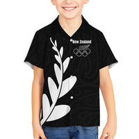 Personalised New Zealand Canoeing Special Jersey Family Matching Short Sleeve Bodycon Dress and Hawaiian Shirt LT03 Son's Shirt Black - Polynesian Pride