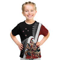 New Zealand Te Matatini Kid T Shirt Kapa Haka and Silver Fern - Maori Art Pattern LT03 Black - Polynesian Pride