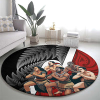 New Zealand Te Matatini Round Carpet Kapa Haka and Silver Fern - Maori Art Pattern