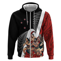 New Zealand Te Matatini Zip Hoodie Kapa Haka and Silver Fern - Maori Art Pattern