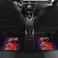 Pasifika Festival Car Mats Plumeria Turtles with Hibiscus - Polynesian Art Tattoo Purple Color