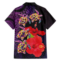 Pasifika Festival Family Matching Summer Maxi Dress and Hawaiian Shirt Plumeria Turtles with Hibiscus - Polynesian Art Tattoo Purple Color LT03 - Polynesian Pride