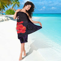 Pasifika Festival Sarong Plumeria Turtles with Hibiscus - Polynesian Art Tattoo Purple Color
