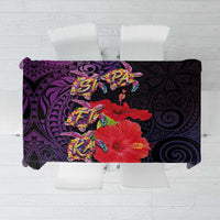 Pasifika Festival Tablecloth Plumeria Turtles with Hibiscus - Polynesian Art Tattoo Purple Color LT03 Purple - Polynesian Pride