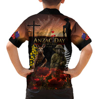 New Zealand and Australia ANZAC Day Family Matching Off Shoulder Long Sleeve Dress and Hawaiian Shirt Kiwi Bird and Kangaroo Soldier LT03 - Polynesian Pride