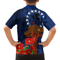 Cook Island ANZAC Day Family Matching Long Sleeve Bodycon Dress and Hawaiian Shirt Soldier Paying Respect We Shall Remember Them LT03 - Polynesian Pride