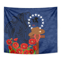 Cook Islands ANZAC Day Tapestry Soldier Paying Respect We Shall Remember Them LT03 - Polynesian Pride