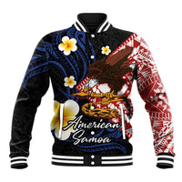 American Samoa Flag Day Baseball Jacket Polynesian Tatau Art and Plumeria