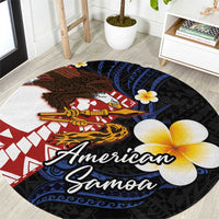 American Samoa Flag Day Round Carpet Polynesian Tatau Art and Plumeria